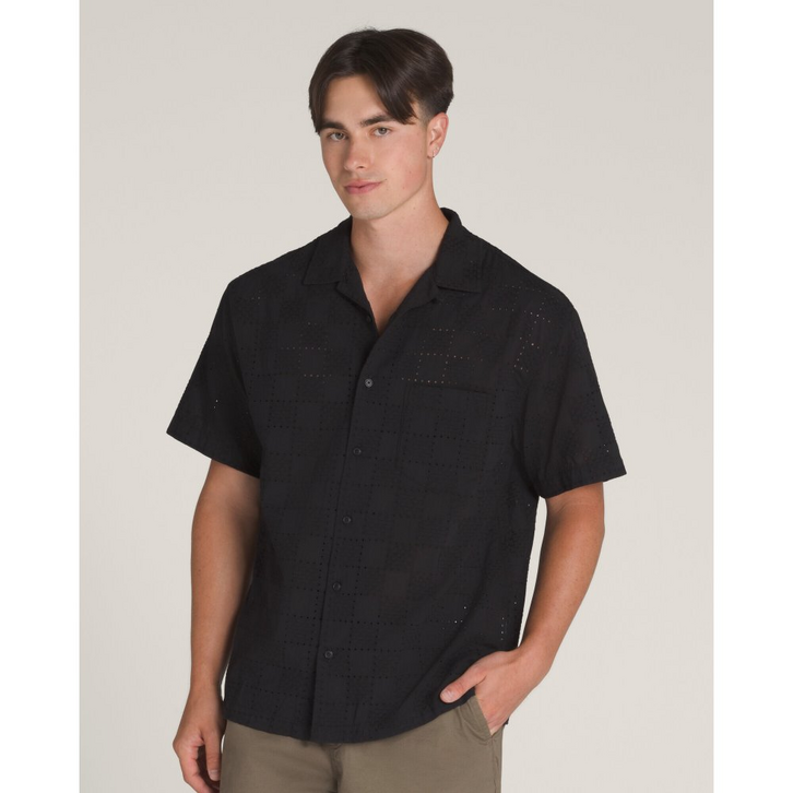 Camisa Wayside Eyelet Ss Woven Black | ZZ MALL