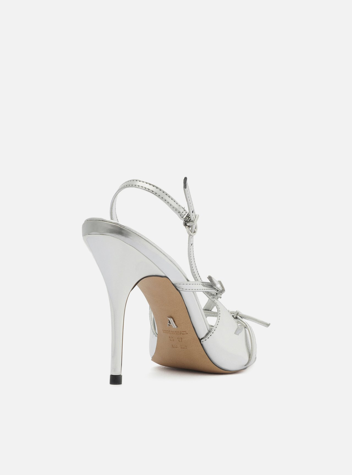 Scarpin Prata Arezzo Salto Alto Slingback Amélia