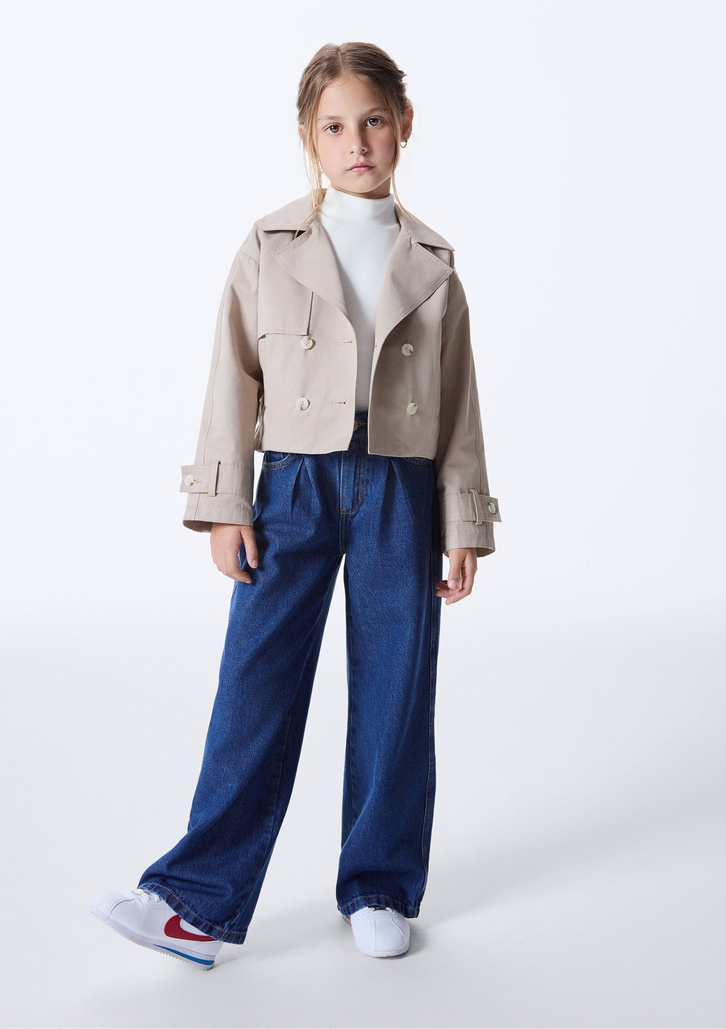 Jaqueta Infantil Bege Hering Menina Cropped Em Nylon