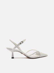 Scarpin Branco Couro Salto M dio Bico Fino Vinil ZZ MALL