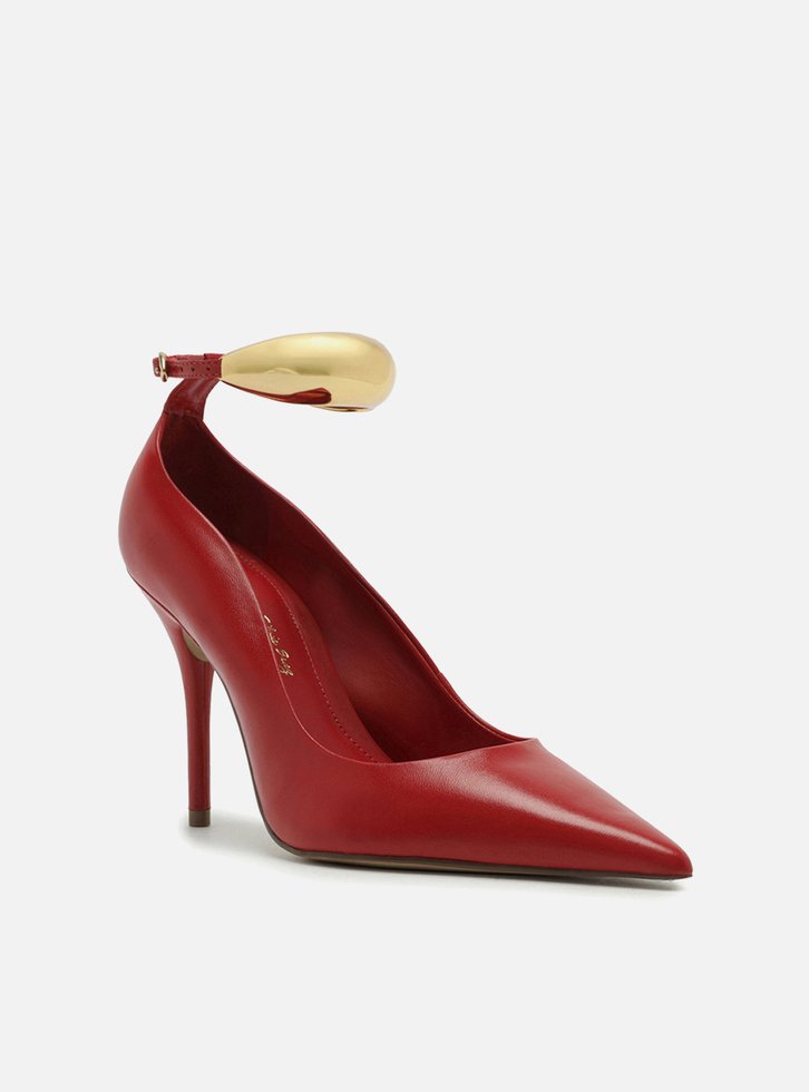 Scarpin Vermelho Couro Salto Fino Tira Silvia Braz