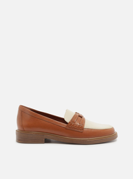 Mocassim Marrom Arezzo Couro Tira Branco