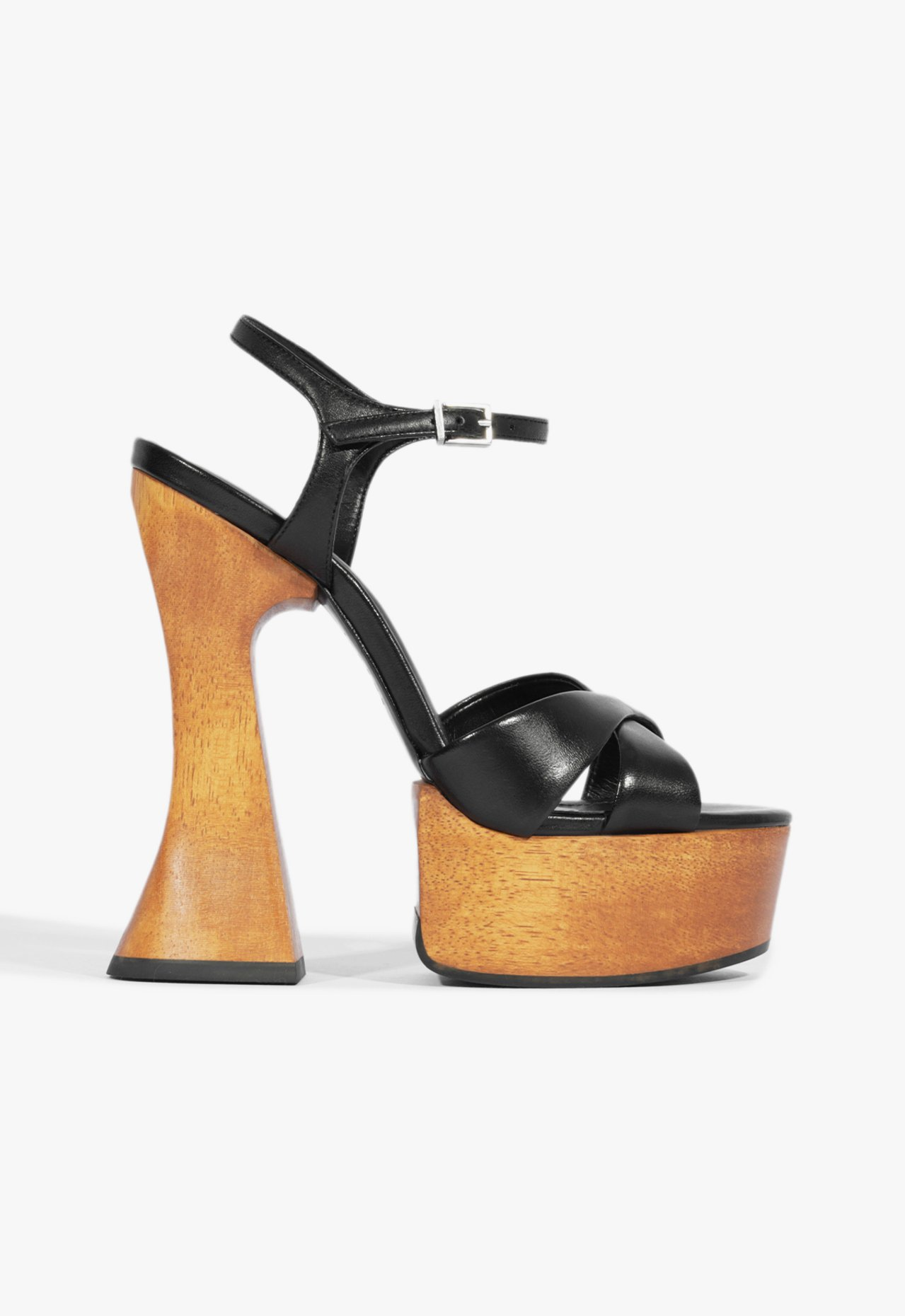 Sandália Preta Schutz Hilda Curve Couro | ZZ MALL