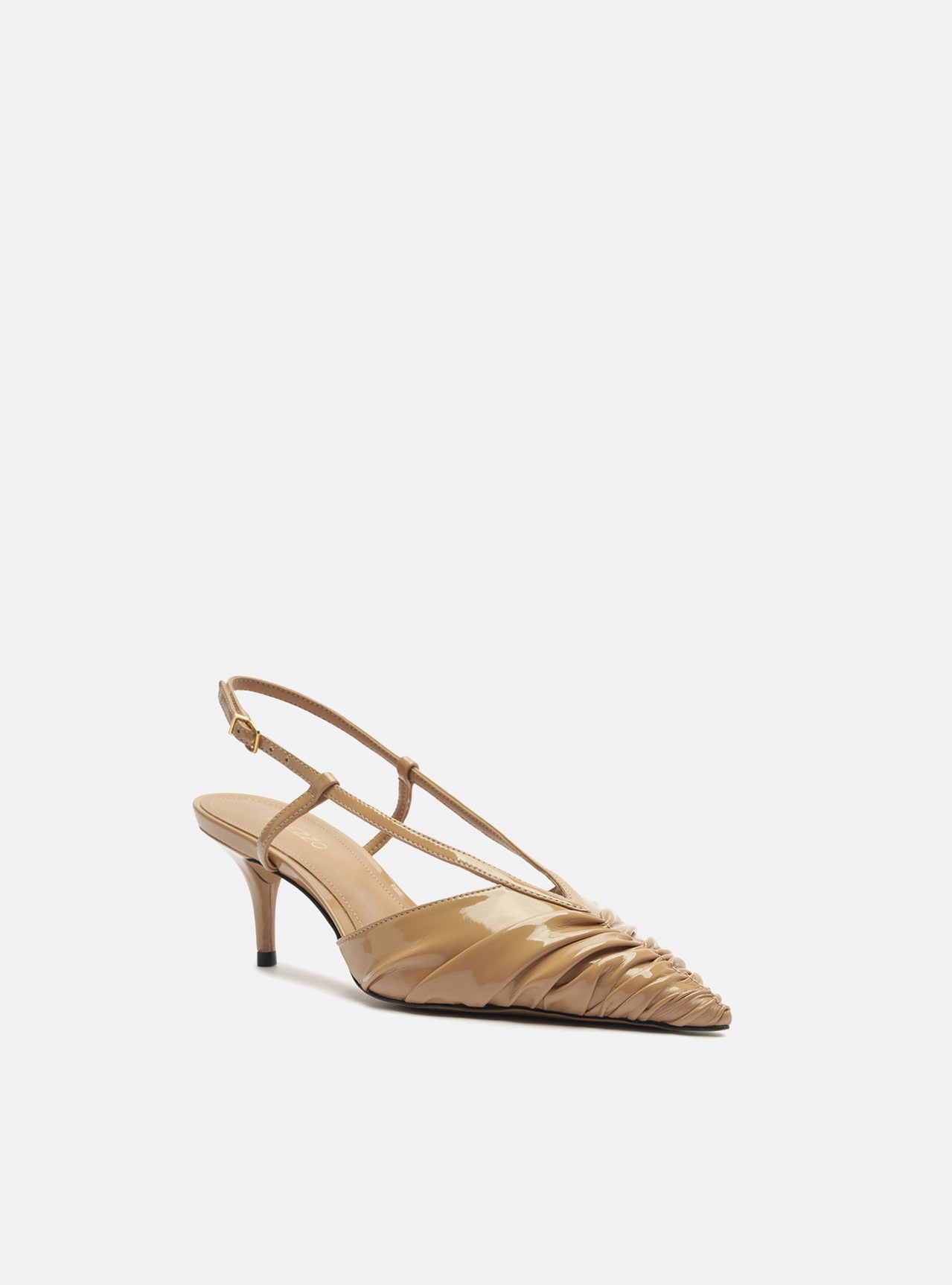 Scarpin Nude Verniz Slingback Franzido | ZZ MALL