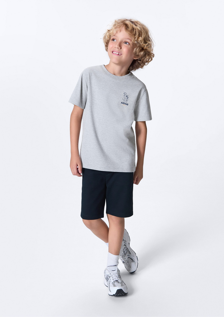 Camiseta Infantil Cinza Hering Menino Regular Estampada