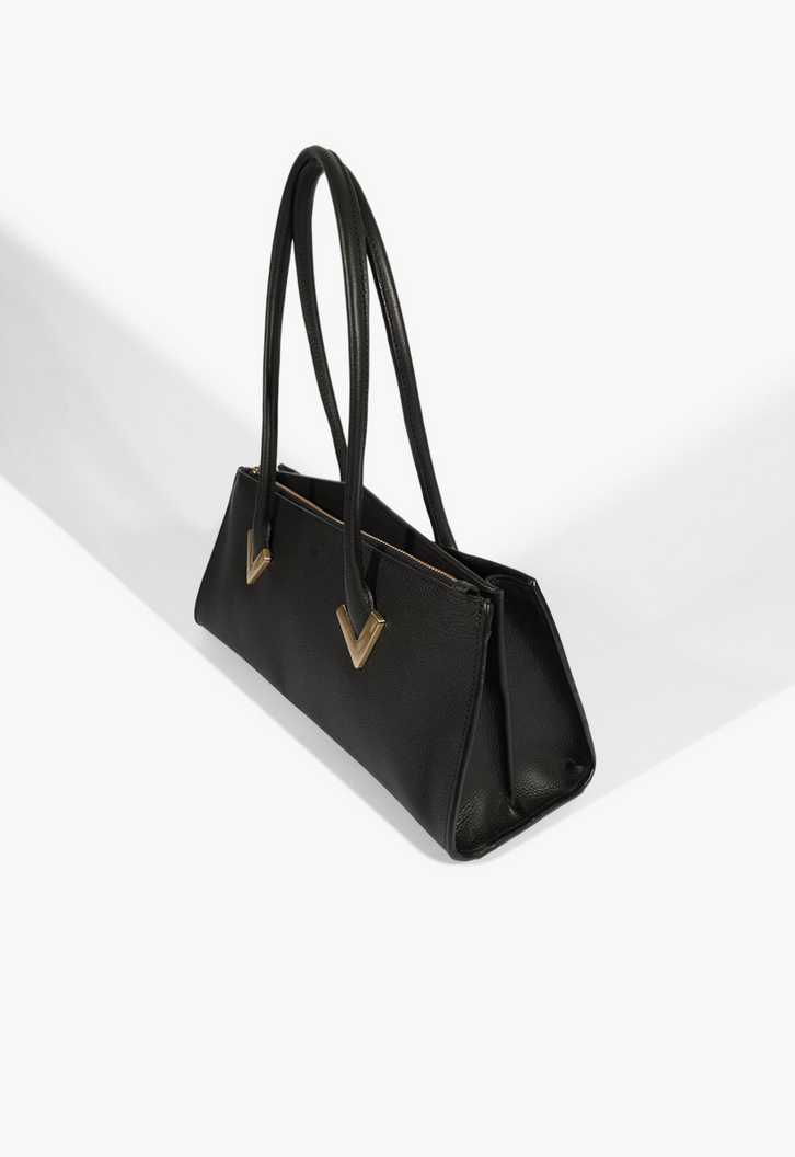 Bolsa Tote Média Adele Couro Preta | ZZ MALL