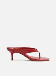 Tamanco Vermelho Arezzo Couro Salto Médio Thong