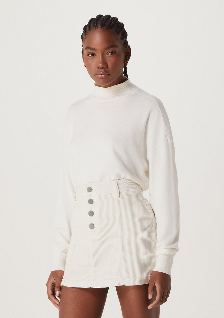 Blusão Branco Hering Básico Feminino Gola Alta Em Tricô