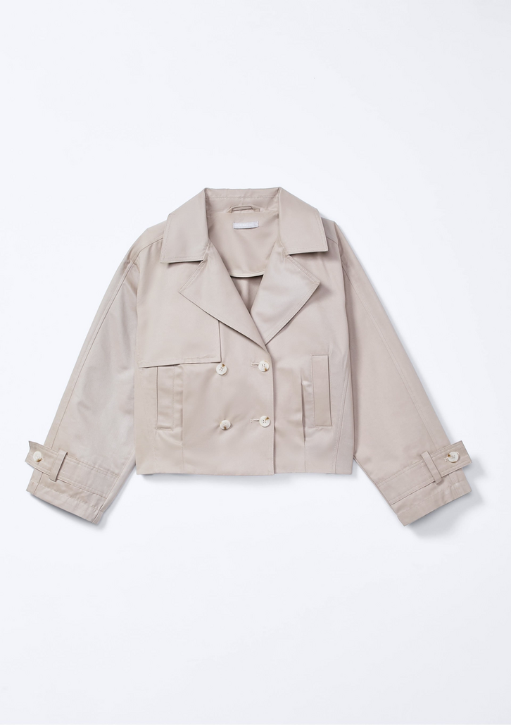 Jaqueta Infantil Bege Hering Menina Cropped Em Nylon