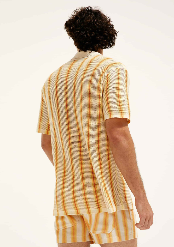 Camisa Laranja Hering Manga Curta Listrada Hering + Cosmo