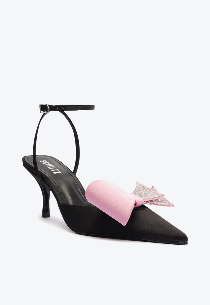 Sapato Scarpin Preto E Rosa Schutz Kirsten Cetim