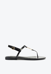 Sandália Rasteira Preta Schutz Statement Flats Couro