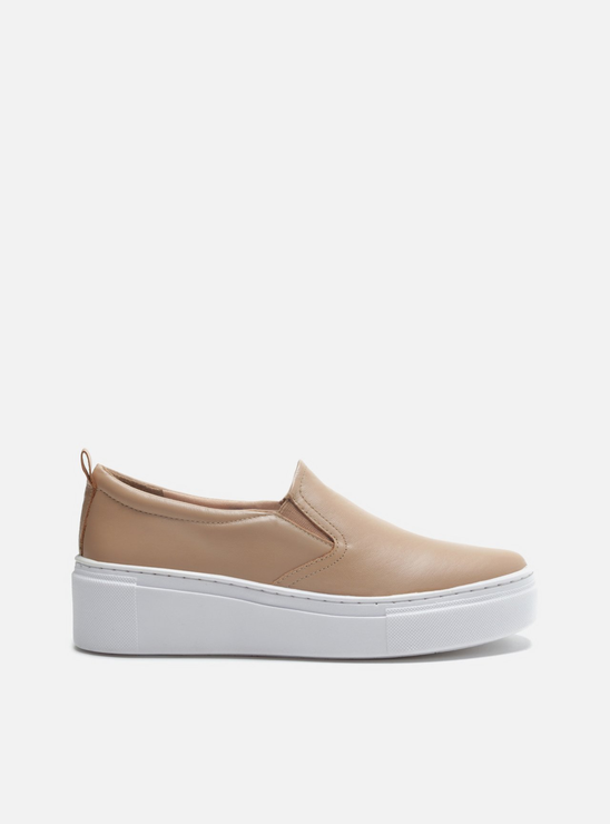 Tênis Slip On Flatform Arezzo Elástico Nude