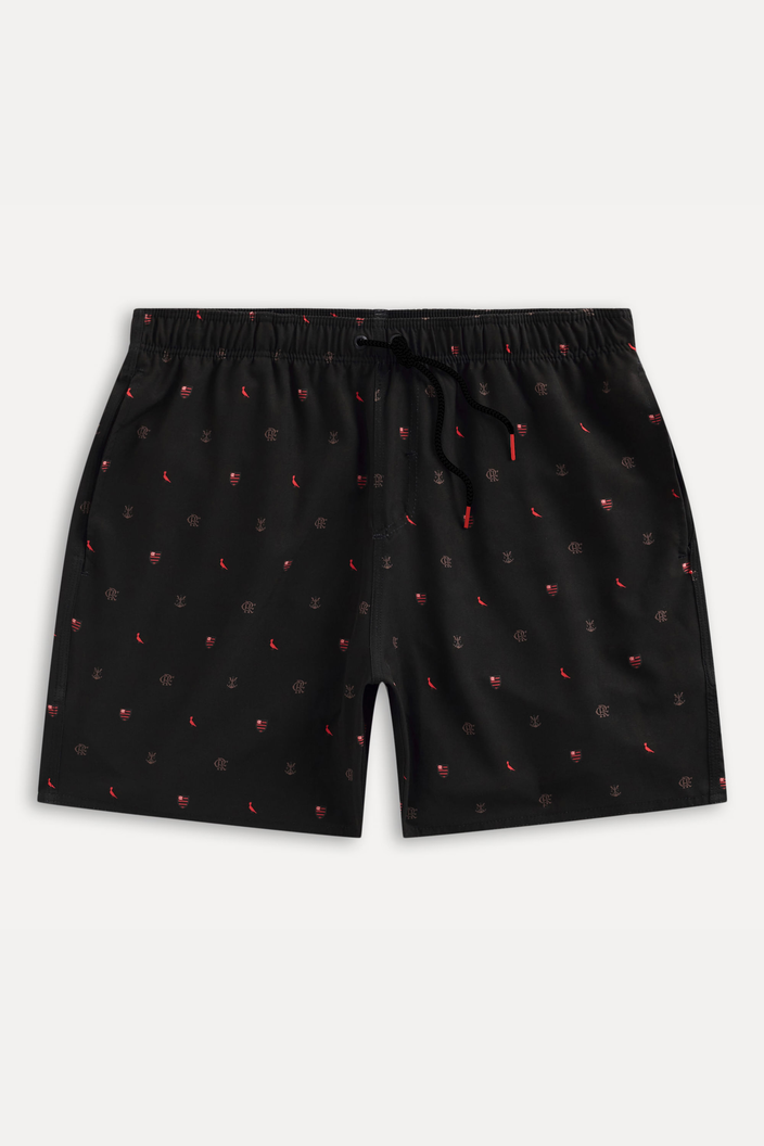 SHORT PRETO RESERVA PRAIA  FLAMENGO ESTAMPA CORRIDA