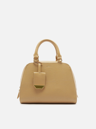 Bolsa Bowling Bege Couro Textura Média