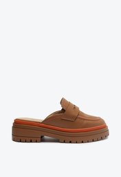 Mule Marrom Anacapri Tratorada Detalhe Laranja Kiara