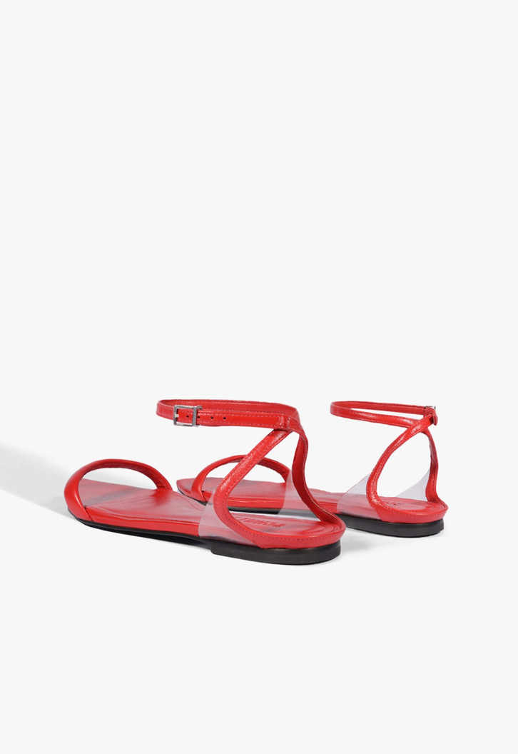 Sandália Skye Flat Couro Vermelha