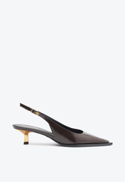 Scarpin Marrom Schutz Slingback Couro Salto Baixo