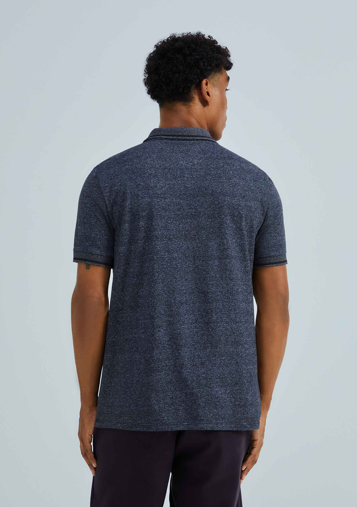 Camisa Polo Preto Básica Em Malha Texturizada