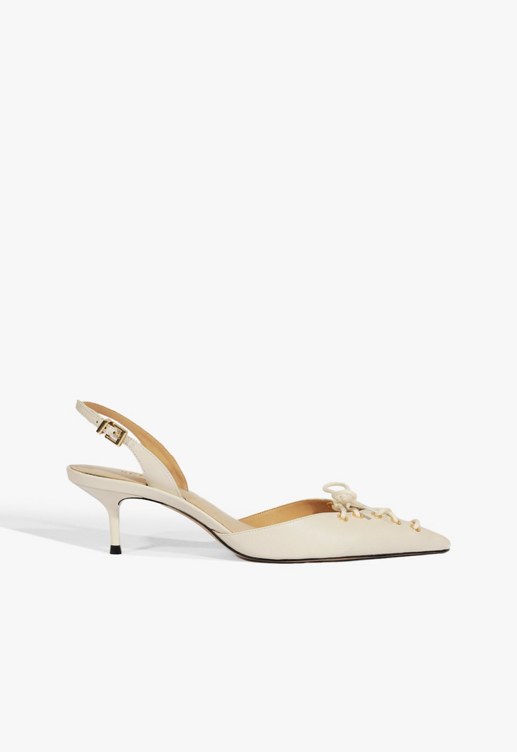 Sapato Scarpin Slingback Sabrine Mid Couro Branco