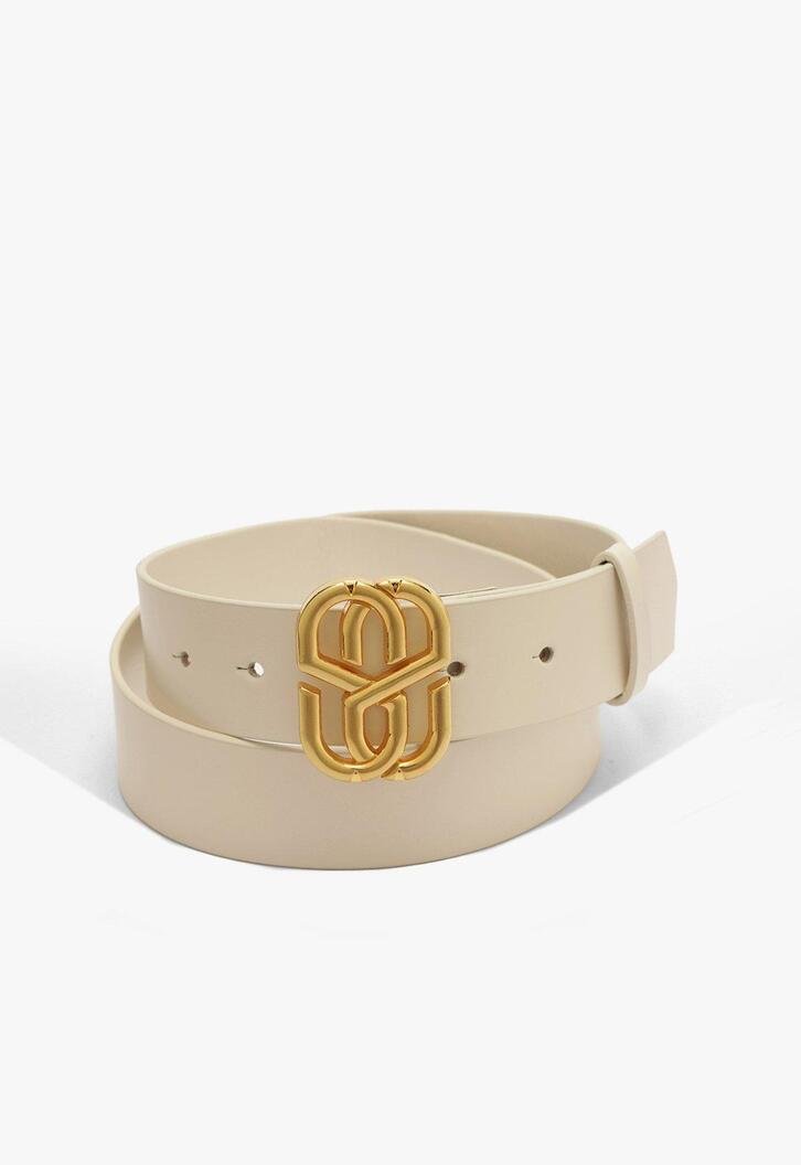Cinto Emblem Couro Liso Branco
