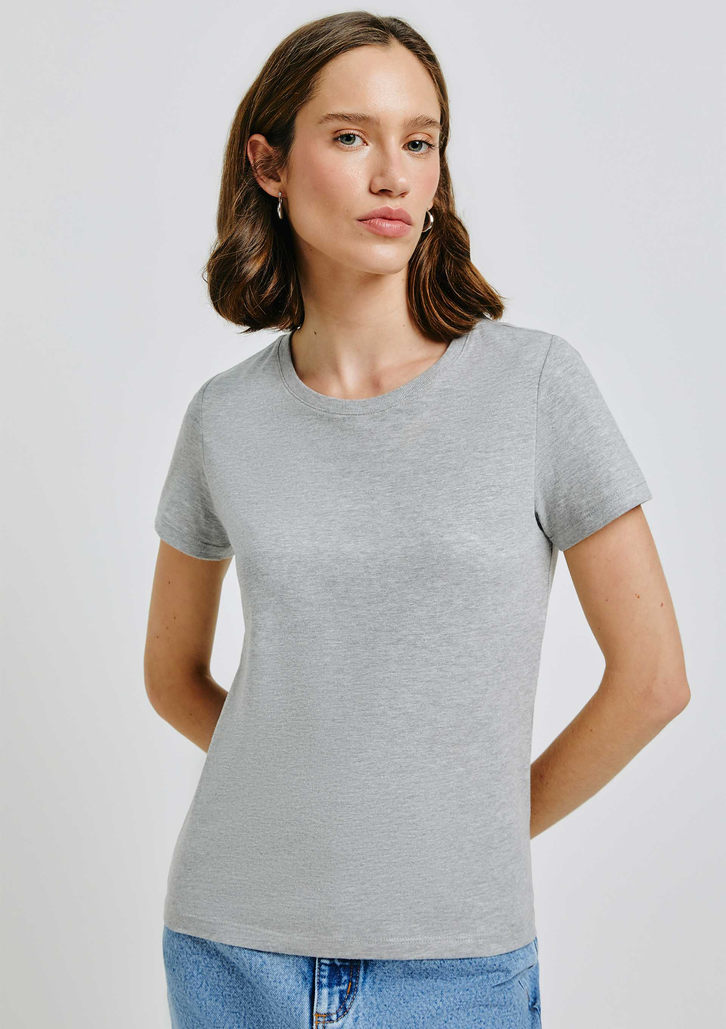 Blusa Cinza Hering Básica Manga Curta Slim World