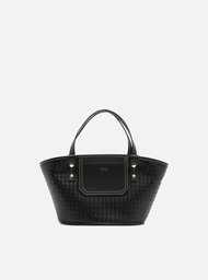 Bolsa Tote Preta Tressê Média Bolso Frontal