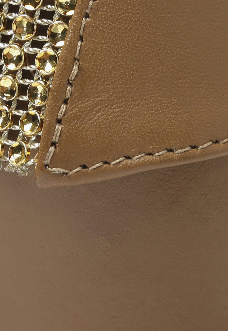 Bota Metalizada Dourada Caramelo Schutz Salto Malha