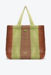 Bolsa Shopping Marrom E Verde Anacapri Grande Crochê