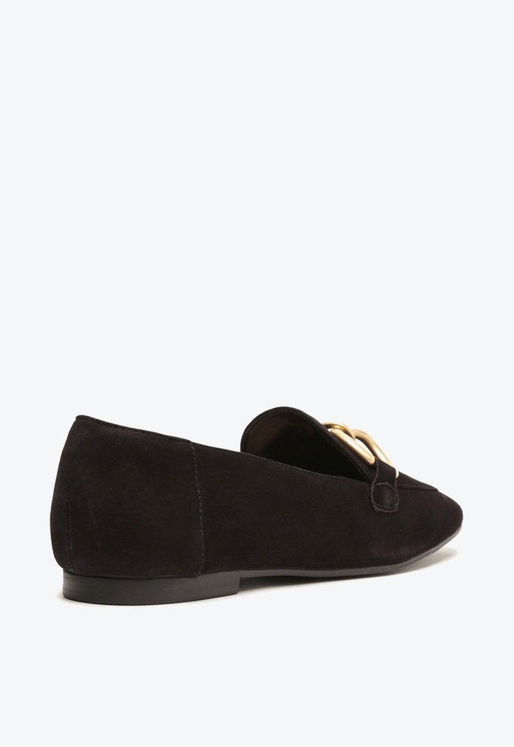 Mocassim Preto Arezzo Nobuck Bico Quadrado Elos