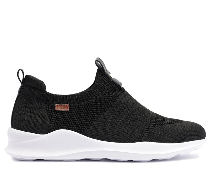 Tênis Slip On Preto Anacapri Knit Liso