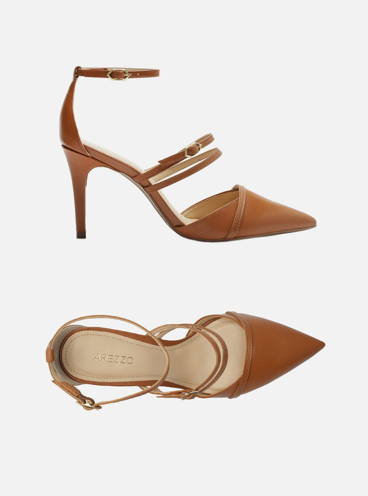 Scarpin Marrom Salto Fino Fivela