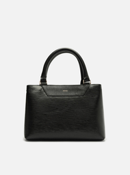 Bolsa Tote Preta Couro Textura Média