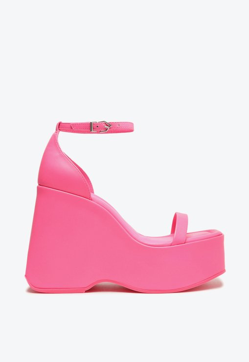 Sandália Plataforma Mazda Couro Rosa Pink