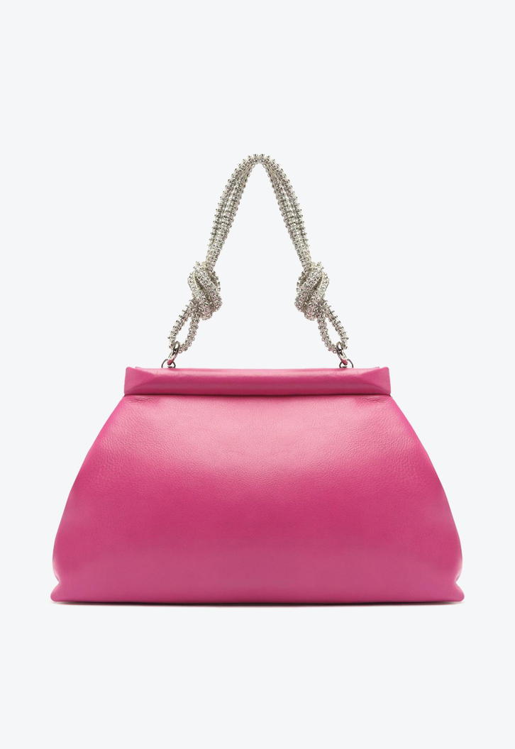 Clutch Rosa Arezzo Couro Leona Pequena