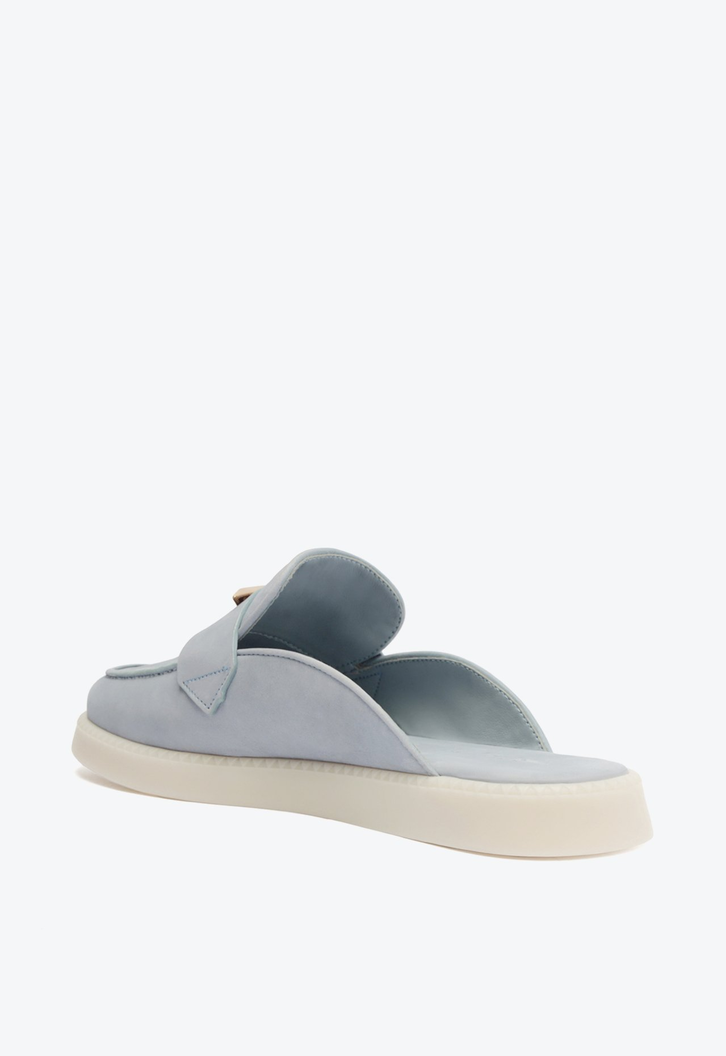 Sapato Mule Fechado Camurça Azul