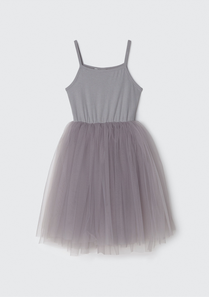 Vestido Cinza Hering Kids Curto Infantil Em Tule