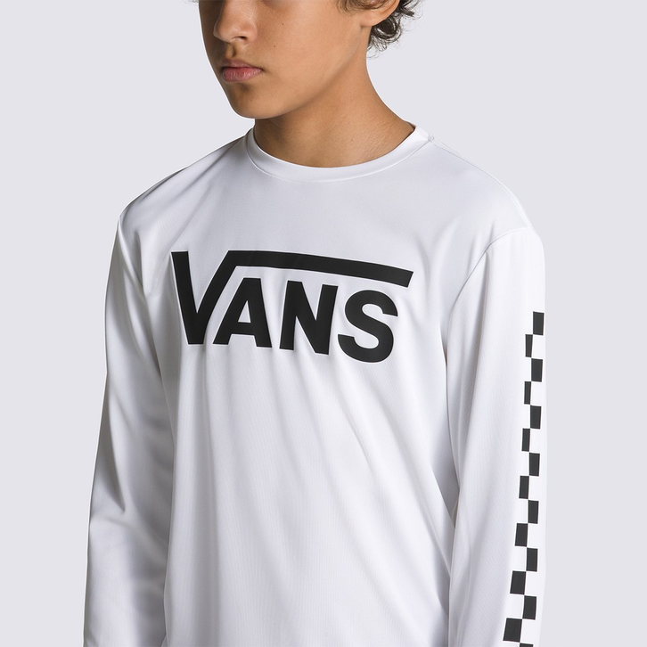 Camiseta Vans Infantil Classic Checker Sun Ls White Black