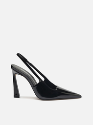 Scarpin Preto Arezzo Verniz Bico Fino Slingback Kaia