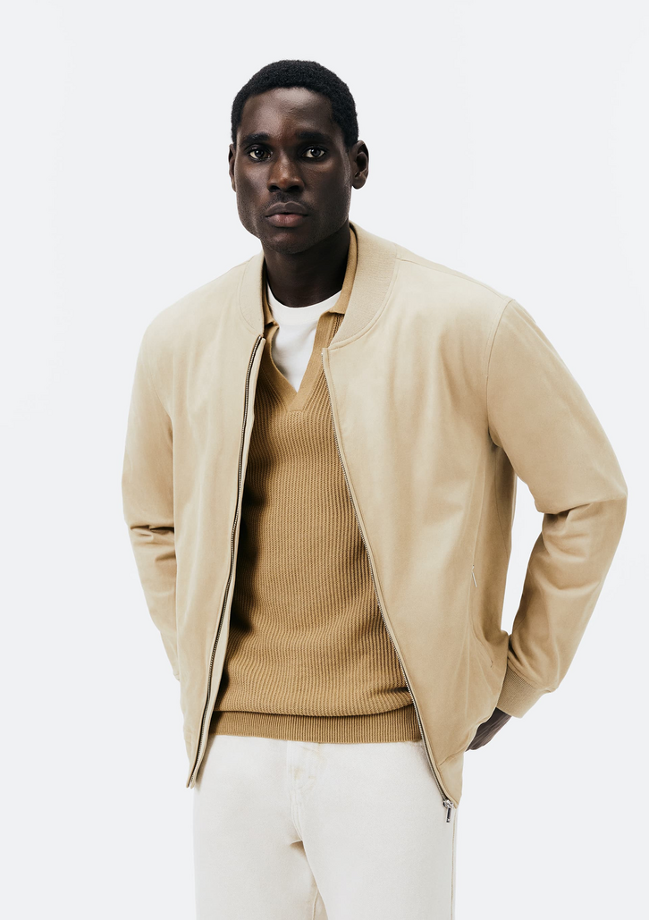 Jaqueta Bege Masculina College Bomber