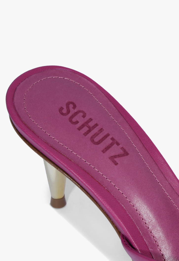 Mule couro rosa