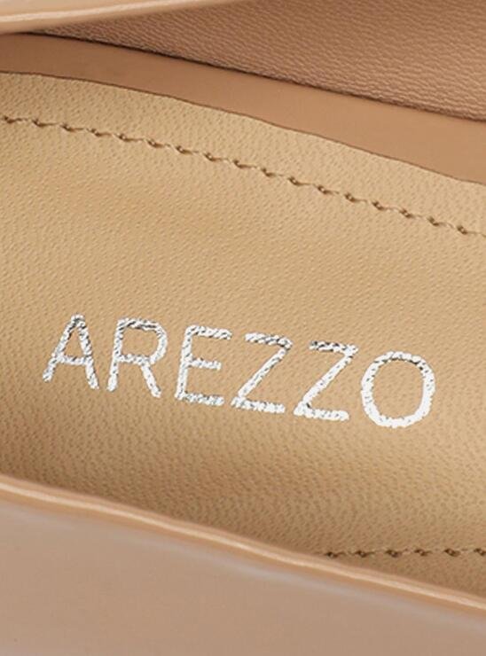 SAPATILHA NUDE AREZZO VERNIZ BICO FINO LAÇO STRASS
