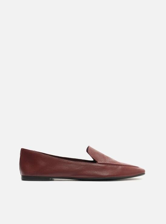 MOCASSIM VINHO AREZZO COURO BICO QUADRADO COSTURAS