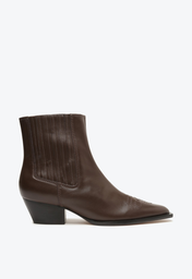 Bota Western Marrom Schutz Briani Salto Bloco Baixo Couro