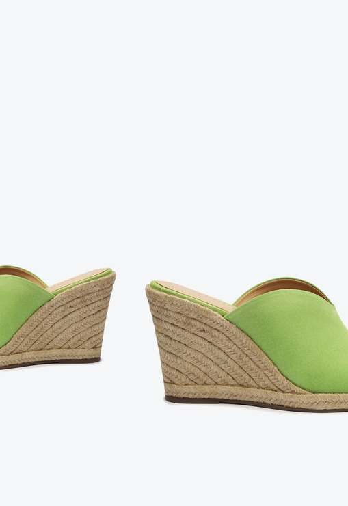 Sandália Mule Anabela Corda Camurça Verde