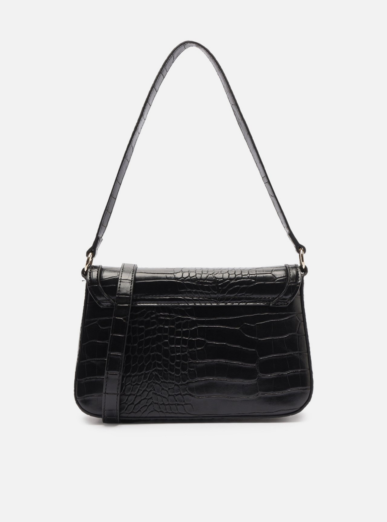 Bolsa Tiracolo Preta Média Croco | ZZ MALL