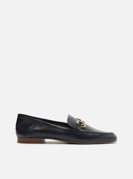 Mocassim Azul Couro Bridão Metálico Luma