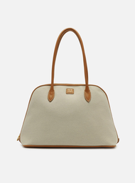 Bolsa Shopping Bege Arezzo Cru Linho Grande Assinatura