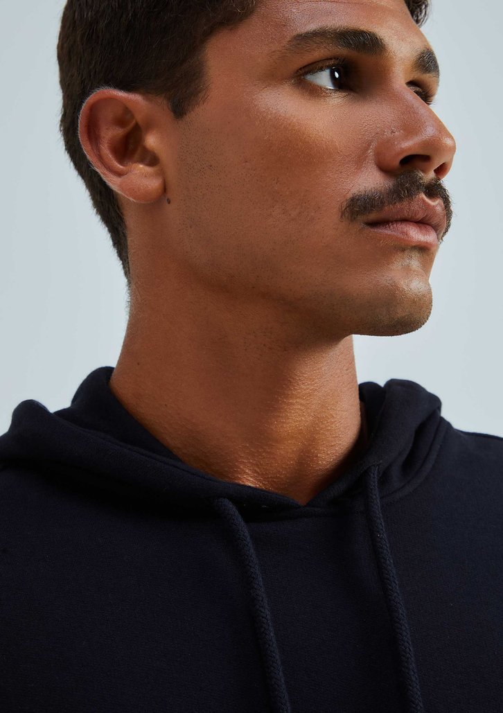 Blusão Preto Herring Básico Masculino Comfort Em Moletom Peluciado