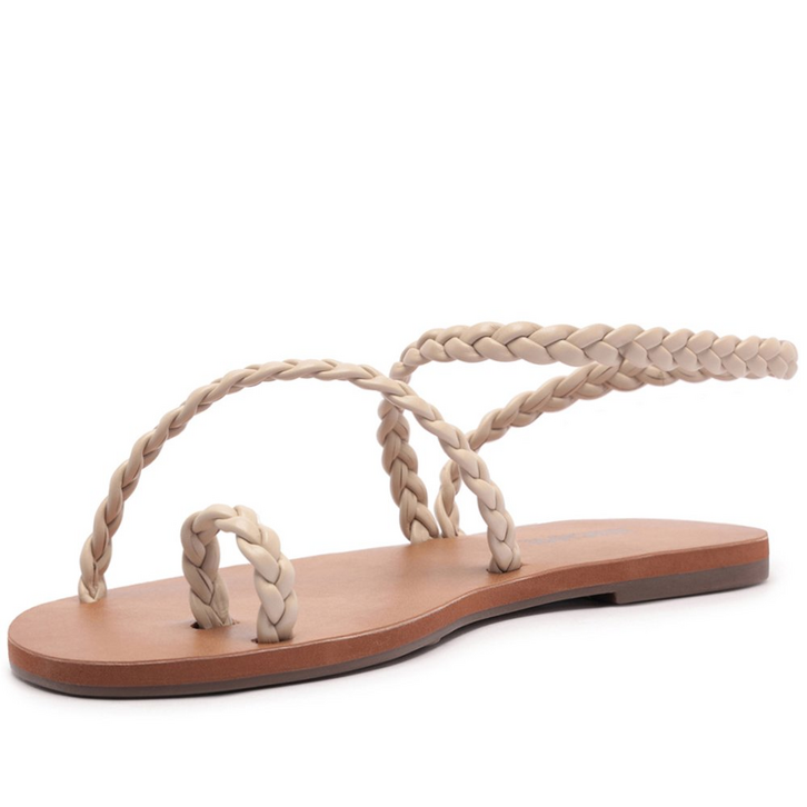 Sandália Tira Trançada De Encaixe Peróla Branca